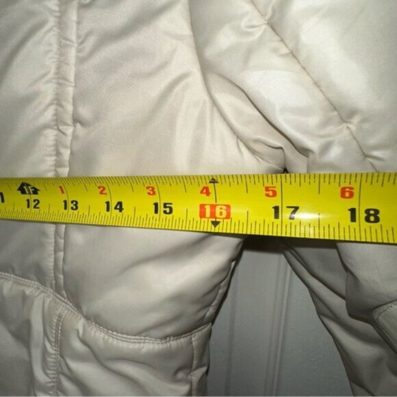 Mackage Cream Mid-length Down WOOL Leather Puffer jacket Coat with Fur Hood sz S - Picture 15 of 15